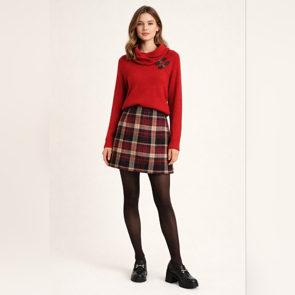 Vintage Talbots Red Shawl Collar Buckle Sweater P Angora Cashmere Wool
